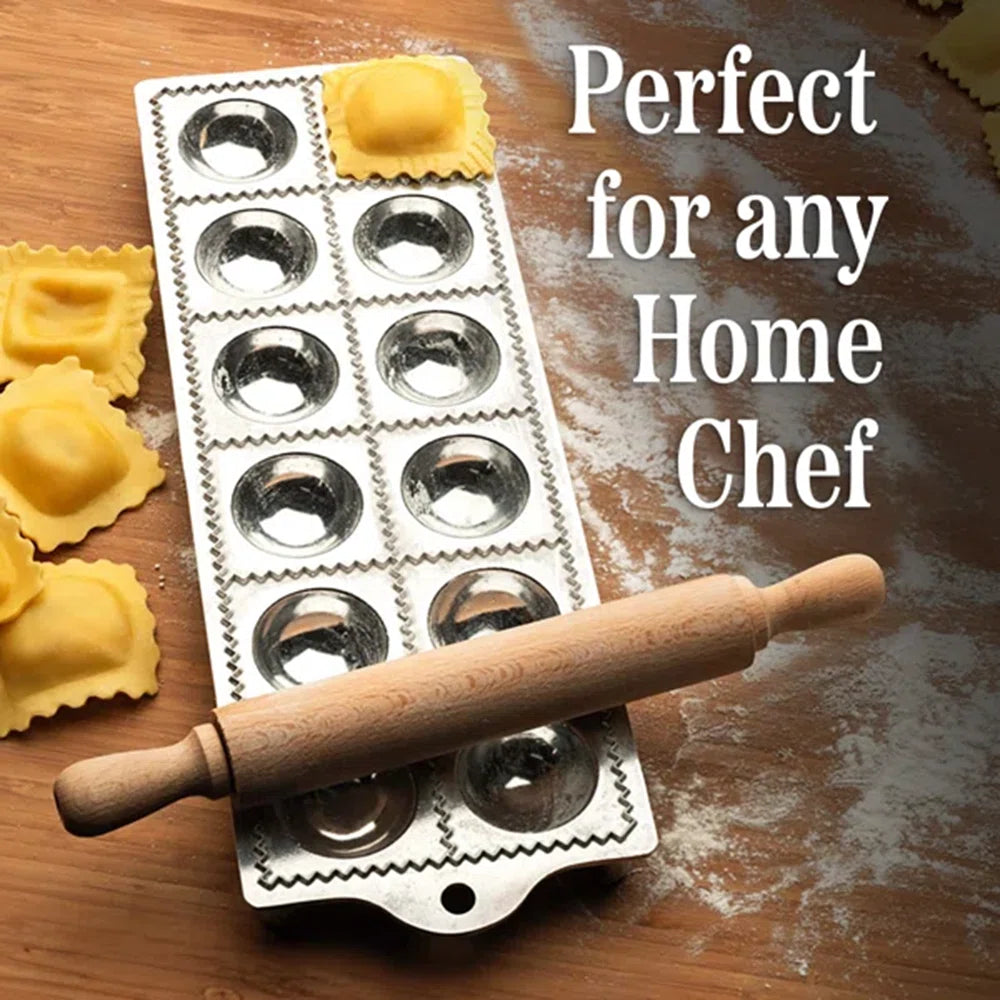 Ravioli Pasta Mold Cutter WoodenPasta Roller Set