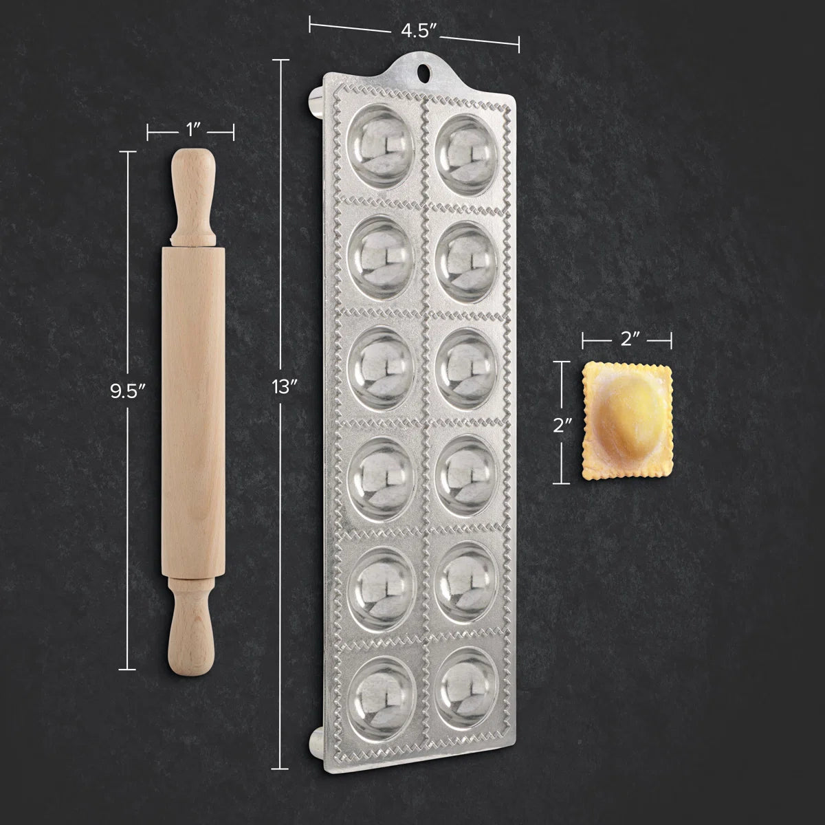 Ravioli Pasta Mold Cutter WoodenPasta Roller Set