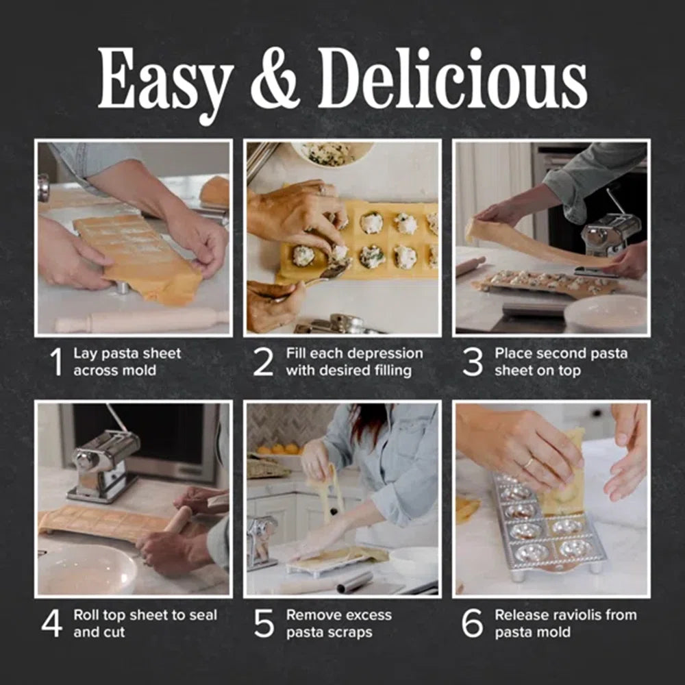 Ravioli Pasta Mold Cutter WoodenPasta Roller Set