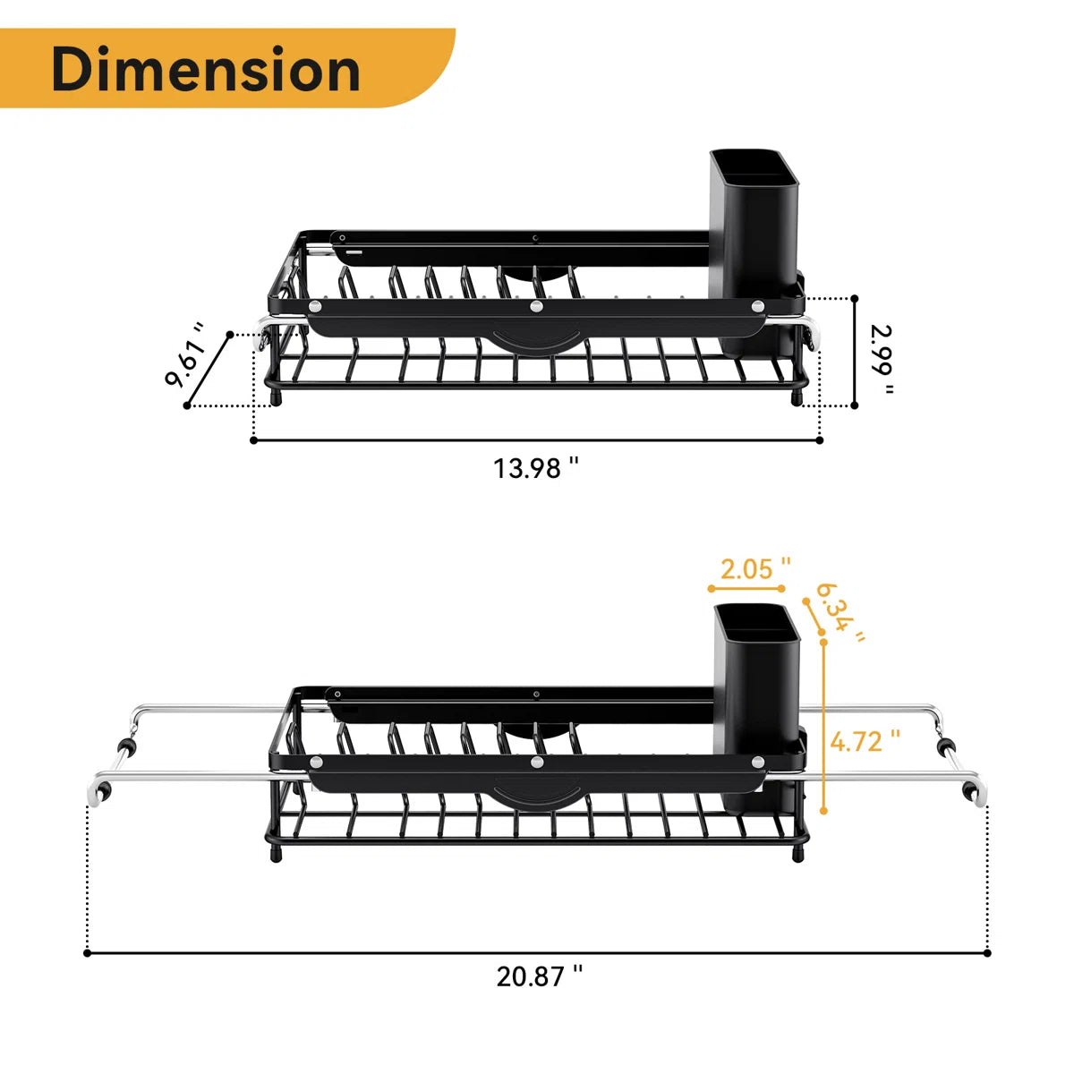 Adjustable Expandable Dish Rack Over Sink Counter Dish Drainer