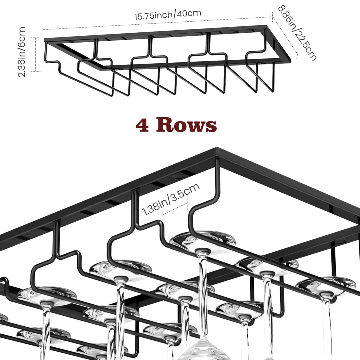 Wall Mounted Under Cabinet Wine Glass Rack